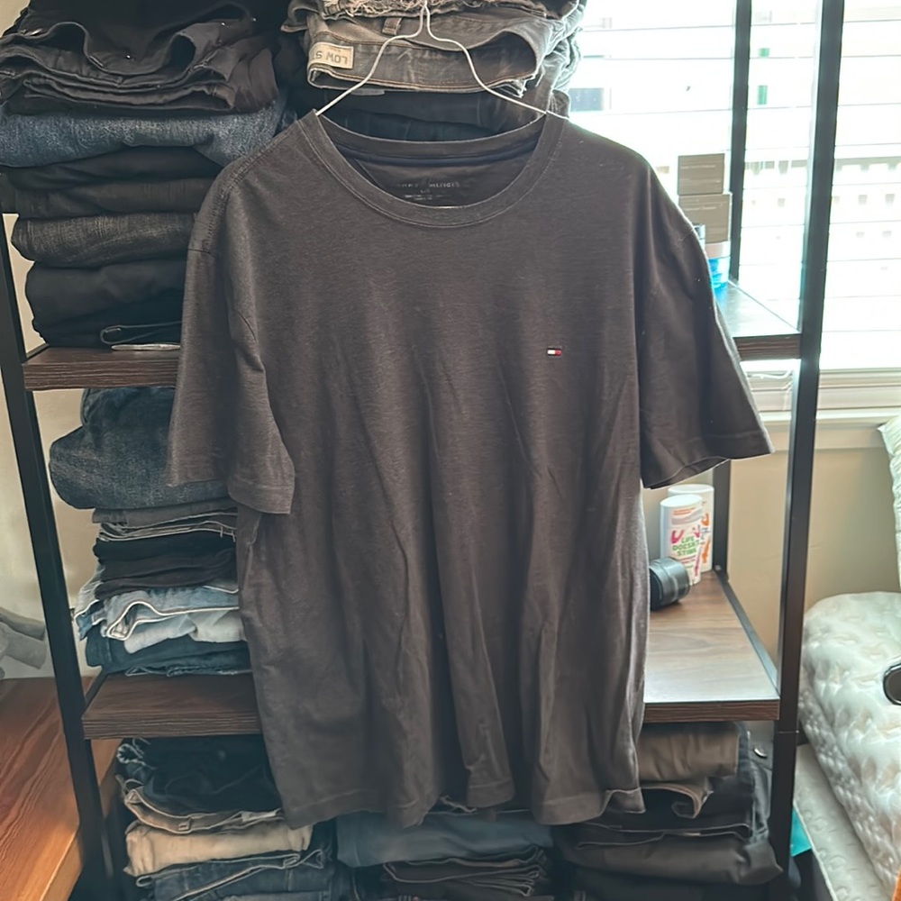 TOMMY HILFIGER SHIRT TEE GRAY GREY
